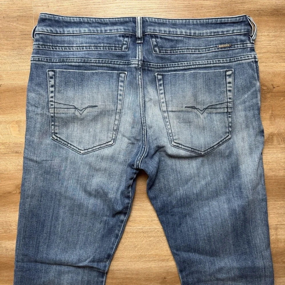 Diesel D-Bazer Jeans Men 36x34 Blue Tapered Stretch Thrashed Denim 0097Y